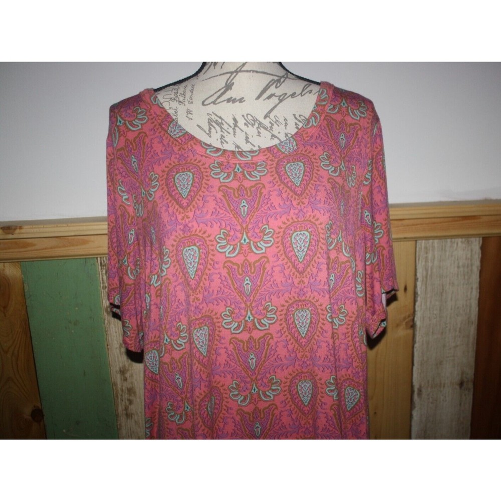 Rose + Olive Women's Top XXL 2XL Coral Purple Rayon Pullover Blouse Tunic Ladies - Picture 2 of 10